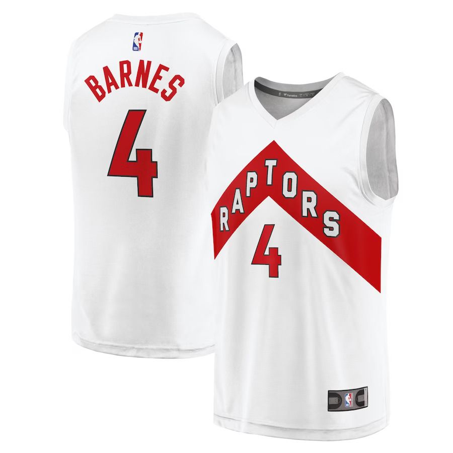 Men Toronto Raptors #4 Scottie Barnes Fanatics Branded White 2022-23 Fast Break Replica NBA Jersey->toronto raptors->NBA Jersey